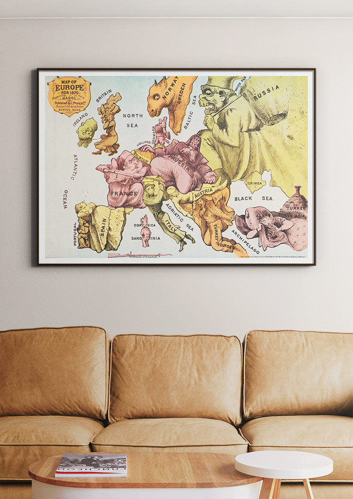 Illustrated Map of Europe 1870
