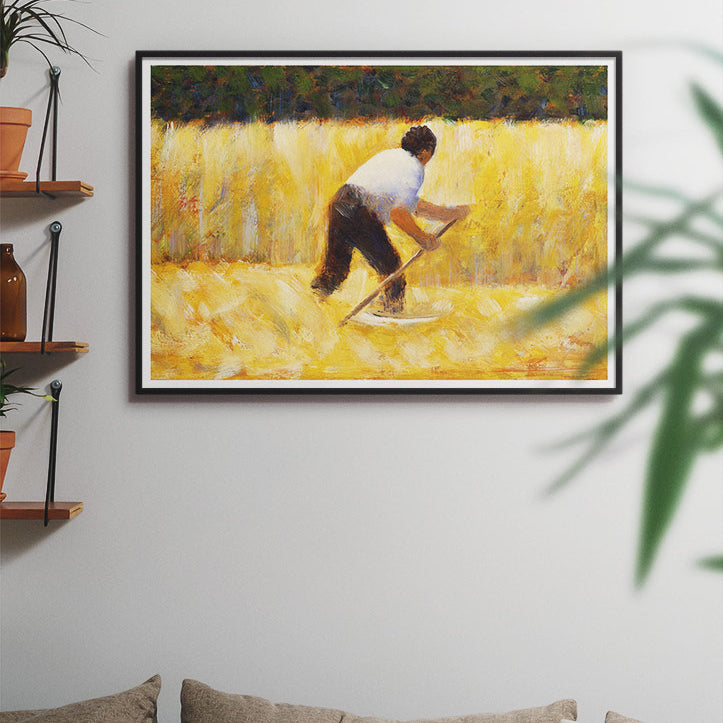 Georges Seurat art print featuring his painting 'The Mower'.