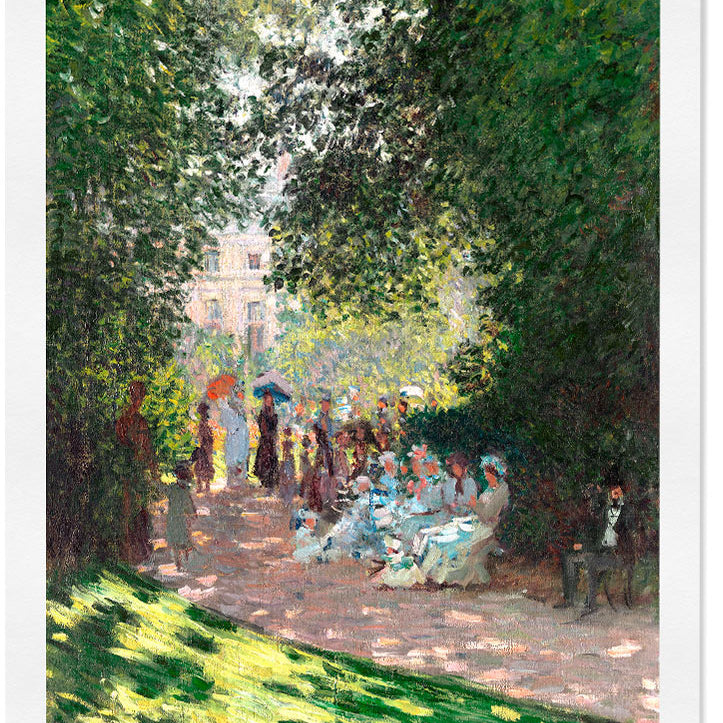 Claude Monet exhibition poster, showing his painting 'The Parc Monceau' from 1876.
