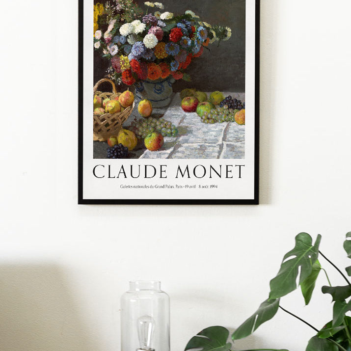 Claude Monet still life painting 'Still Life with Flowers and Fruit' from 1869.