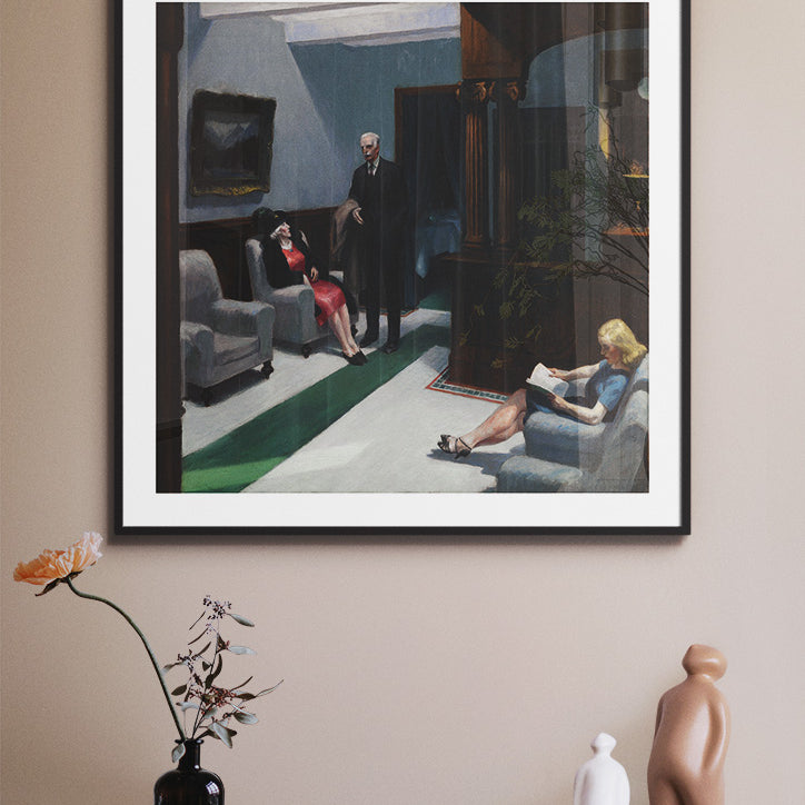 Edward Hopper Hotel Lobby Square poster