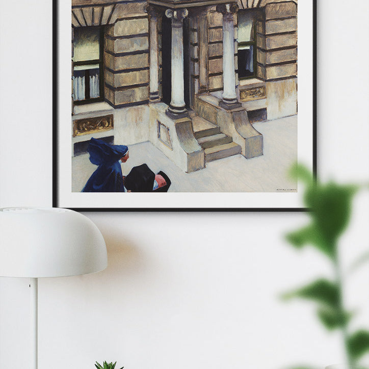 Edward Hopper New York Pavements, Mid Century Modern square poster wall art print