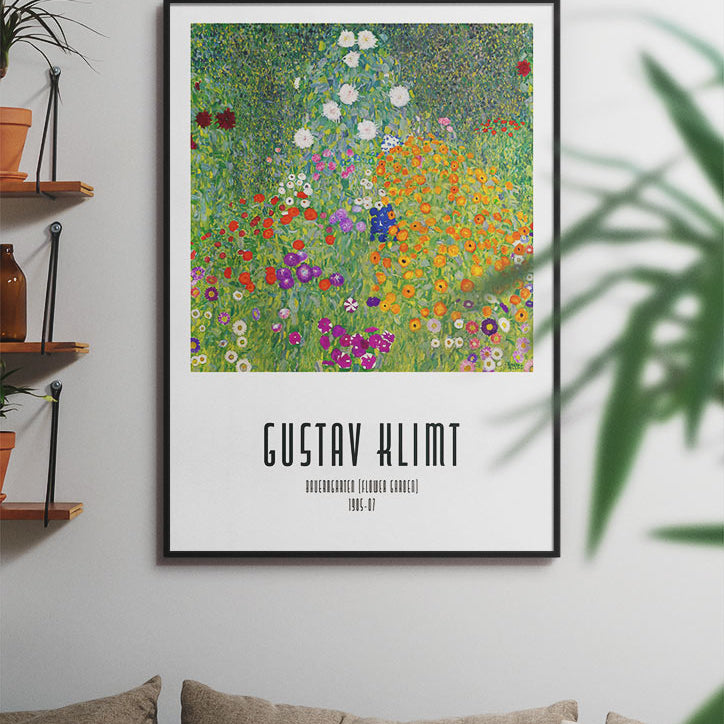 Gustav Klimt art poster showing his painting 'Bauerngarten' from 1907.