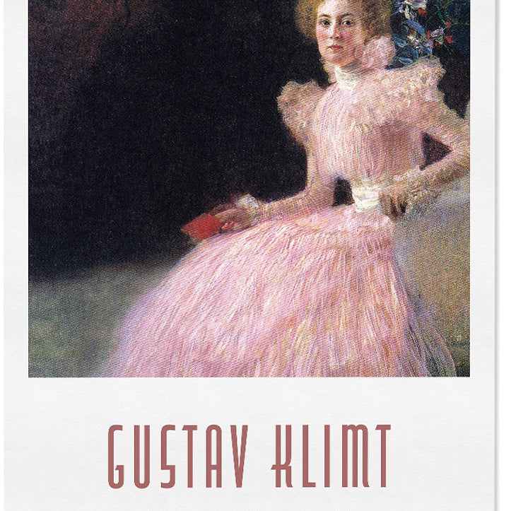 Gustav Klimt art poster featuring his artwork 'Portrait of Sonja Knips' from 1889.