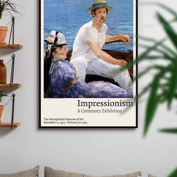 High quality reproduction of an Édouard Manet exhibition poster featuring detail of his painting 'Boating'.