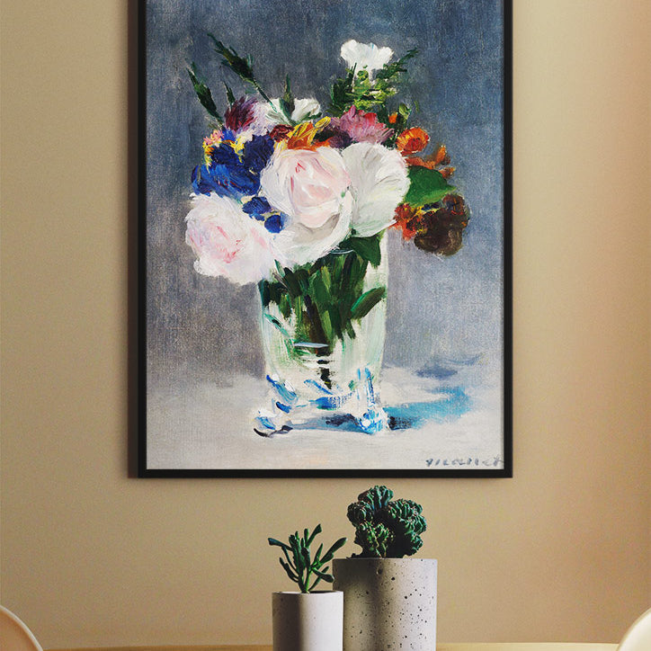 A beautiful art print of Édouard Manet featuring his painting 'Flowers in a Crystal Vase'.