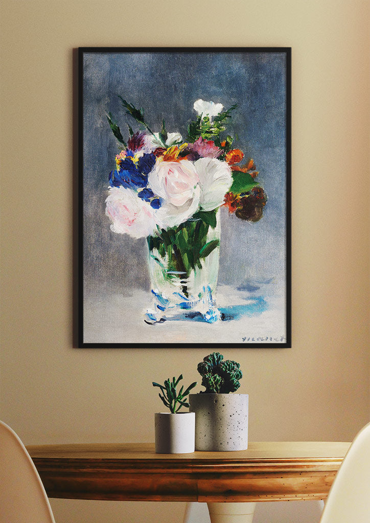 A beautiful art print of Édouard Manet featuring his painting 'Flowers in a Crystal Vase'.