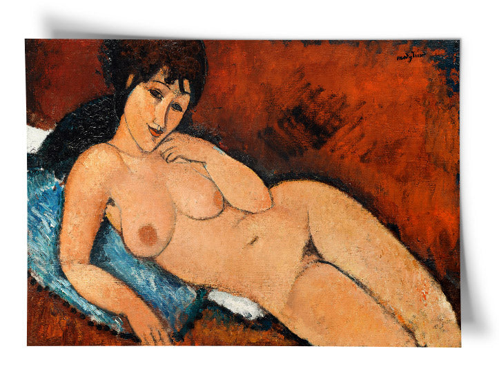 Modigliani Art Print - Nude on a Blue Cushion