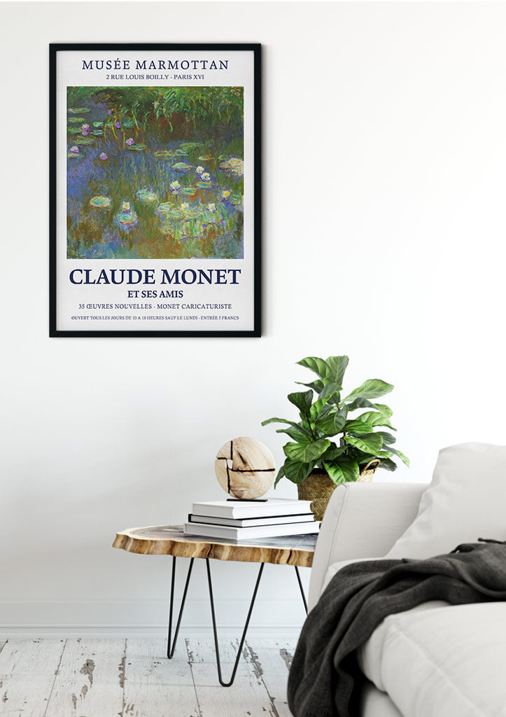Claude Monet - Water Lilies Art Print framed on the wall
