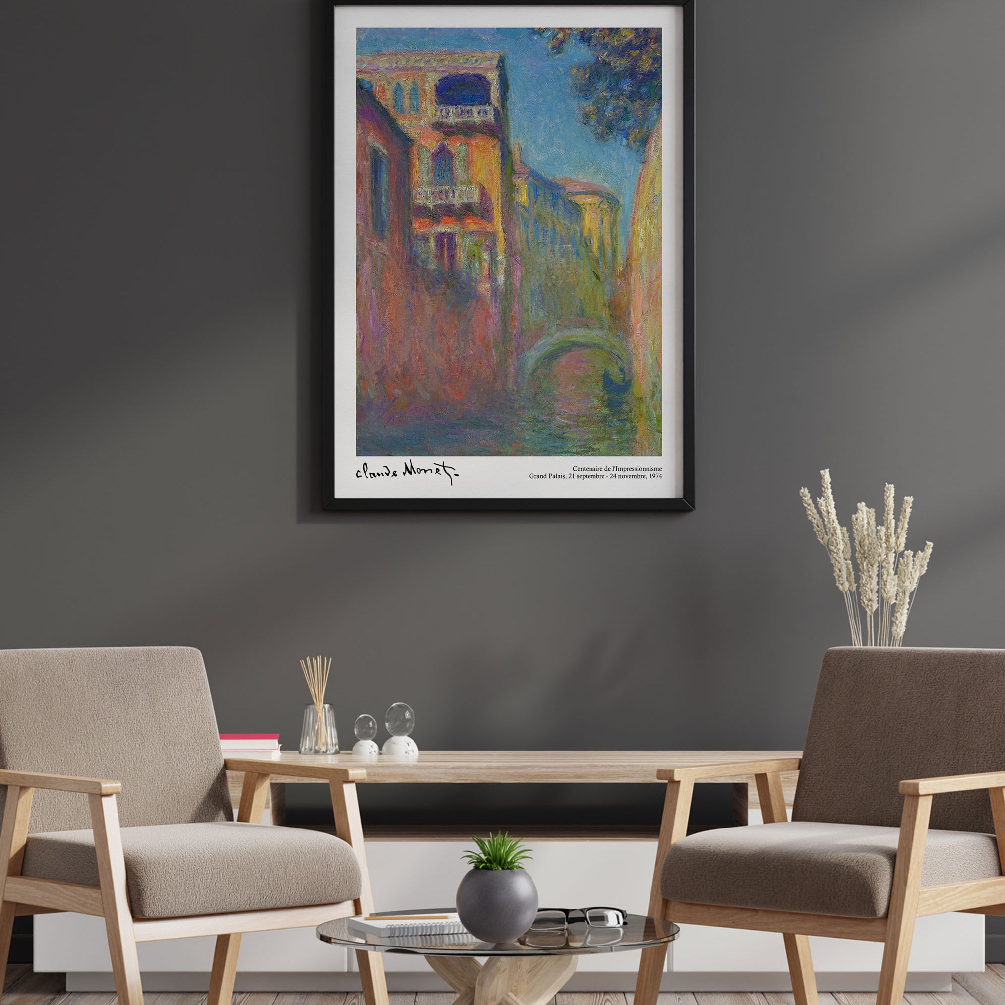 A beautiful Claude Monet art poster featuring his Italian landscape painting 'The Rio della Salute'.