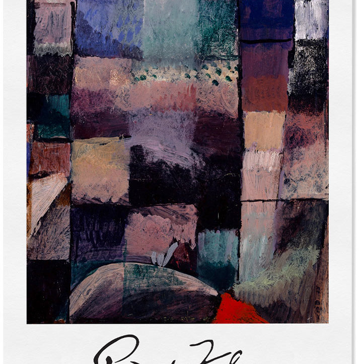 Abstract art poster featuring Paul Klee's 'Motif from Hammamet' painting.