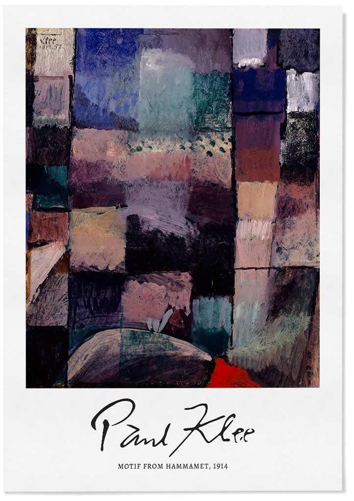 Abstract art poster featuring Paul Klee's 'Motif from Hammamet' painting.