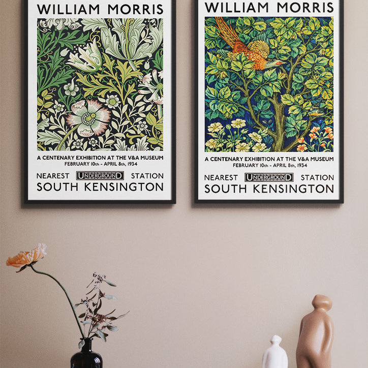 William Morris prints, Compton and Cock Pheasant art nouveau designs