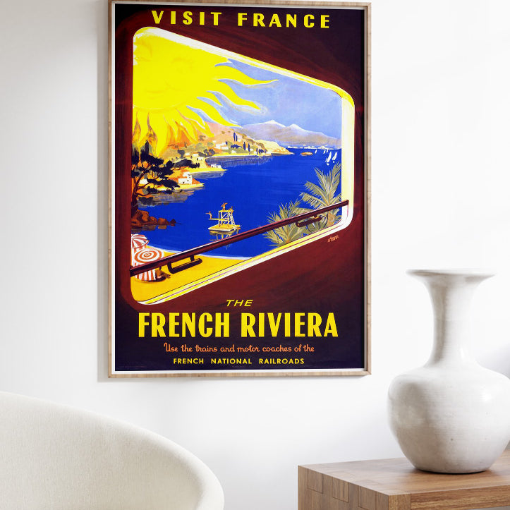 French Riviera Retro Travel Poster