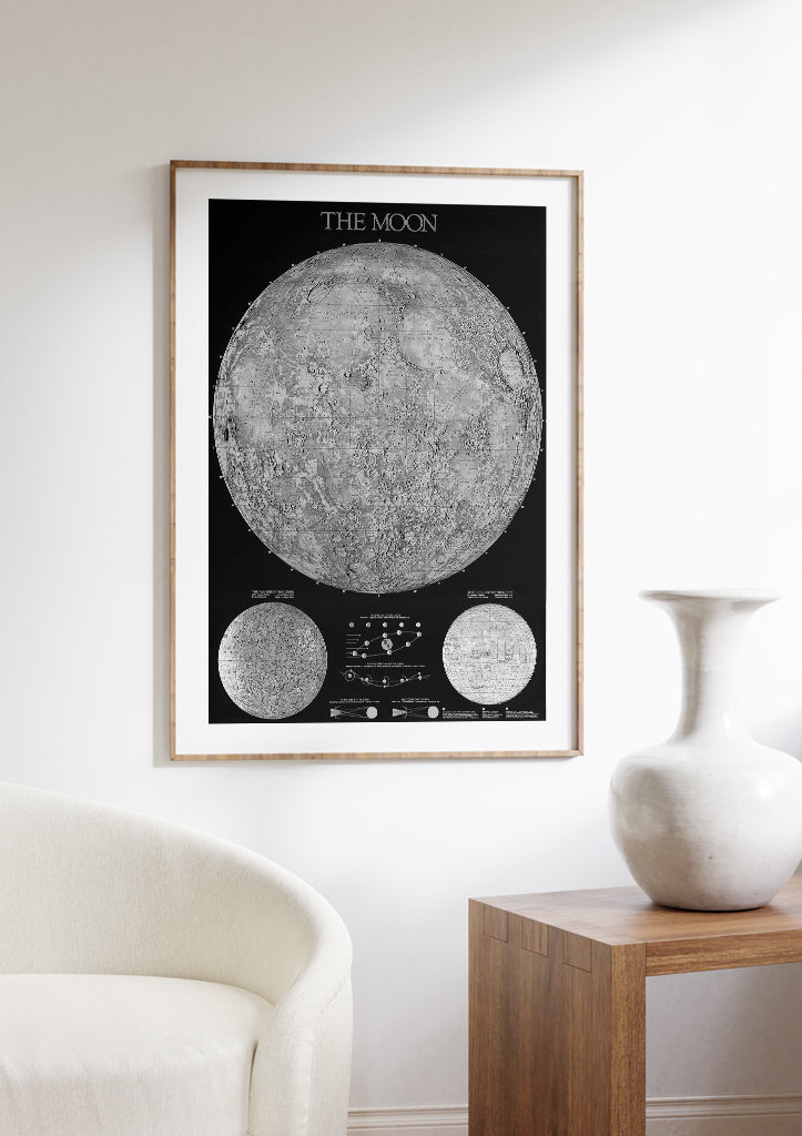 Detailed Map of the Moon and Moon Phases Poster | Astrology Wall Art ...