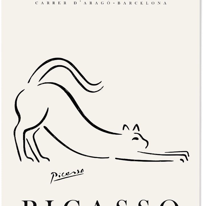 Picasso 'The Cat' Line Drawing Art Poster