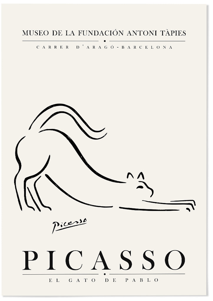 Picasso 'The Cat' Line Drawing Art Poster