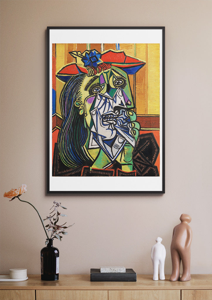 Framed Canvas Print Of Picasso's 'Weeping Woman' – Modern Abstract Wall Art In Green & Yellow