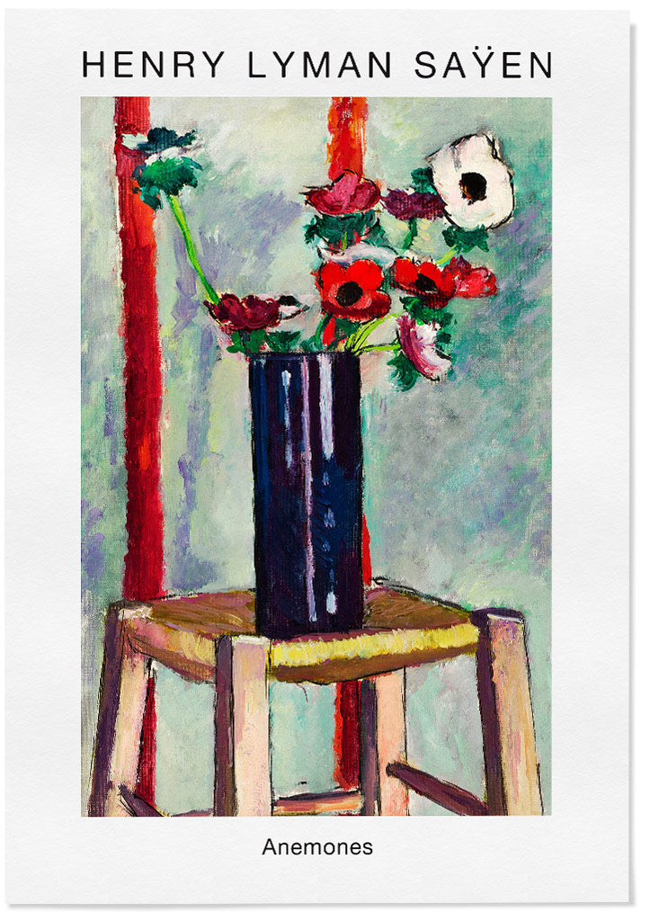 H. Lyman Saÿen art print showing his abstract still-life painting 'Anemones'. 