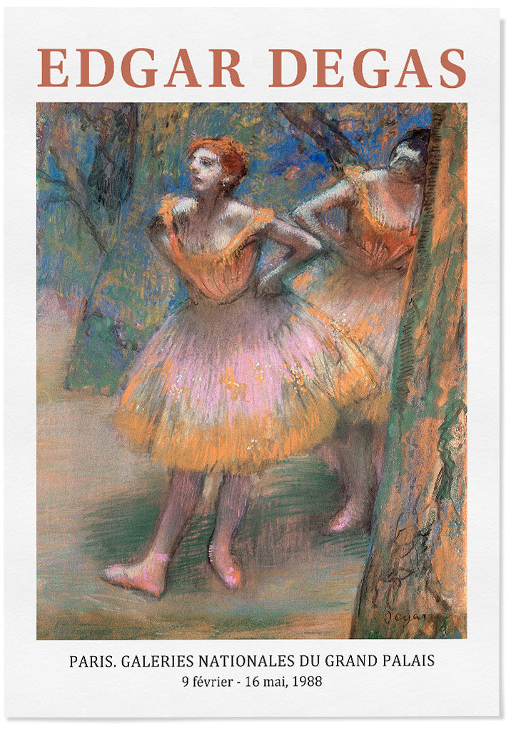 Edgar Degas art exhibition poster, dancers painting