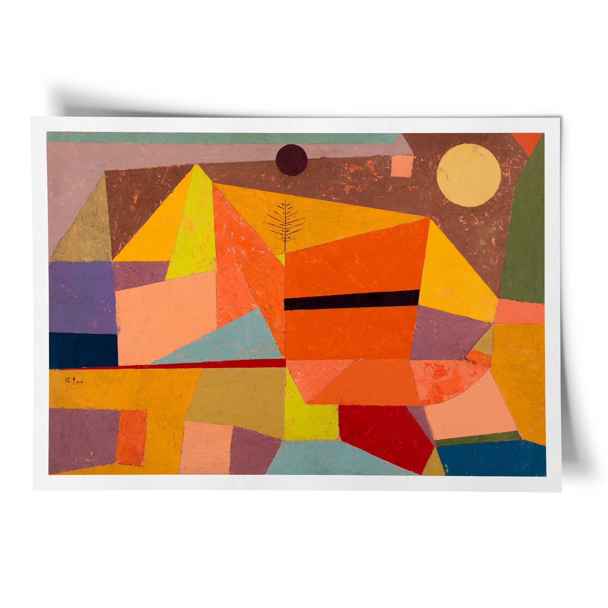 Paul Klee poster featuring his artwork the 'Joyful Mountain Landscape'.