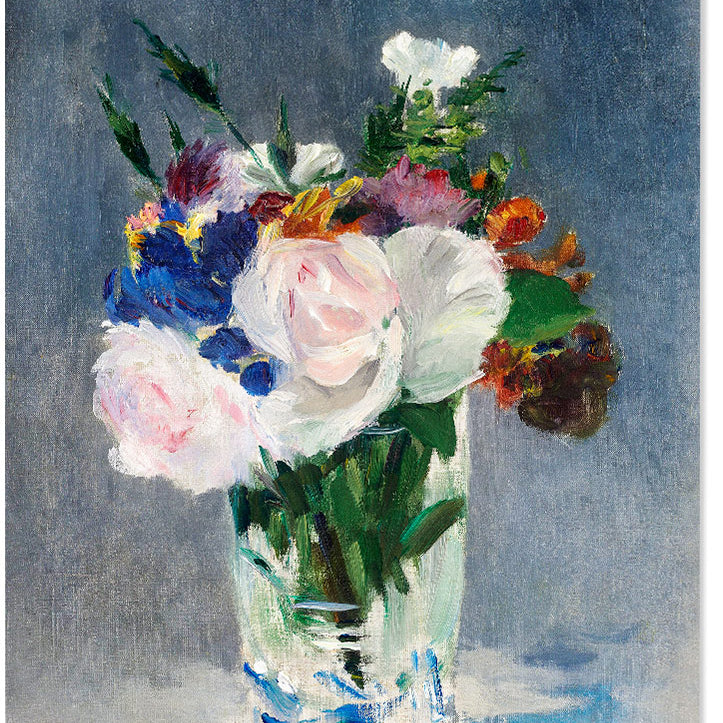 A beautiful art print of Édouard Manet featuring his painting 'Flowers in a Crystal Vase'.