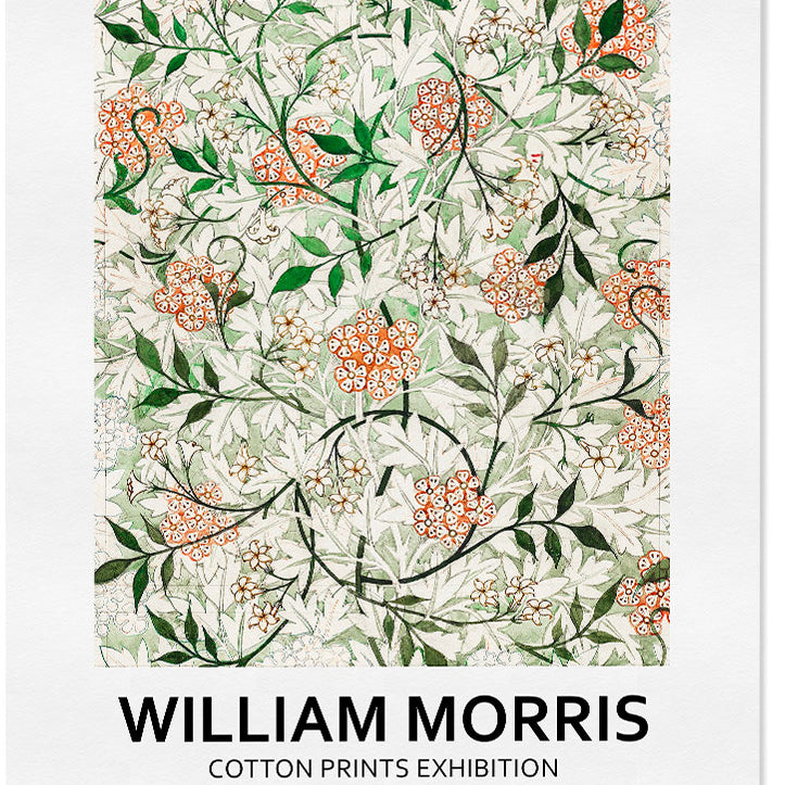 William Morris Art Exhibition Poster showing a jasmine floral motif
