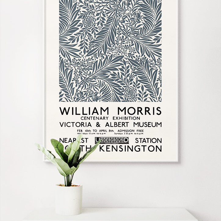 William Morris Larkspur Exhibition Poster (Grey)