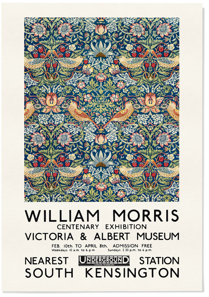 William Morris - Strawberry Thief Exhibition Poster